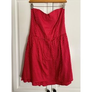 Kimchi Blue Polka Dot Strapless Dress - Red Large